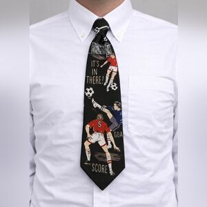 Vtg AMERICAN SPORTS 1970s Soccer Themed Black Tie